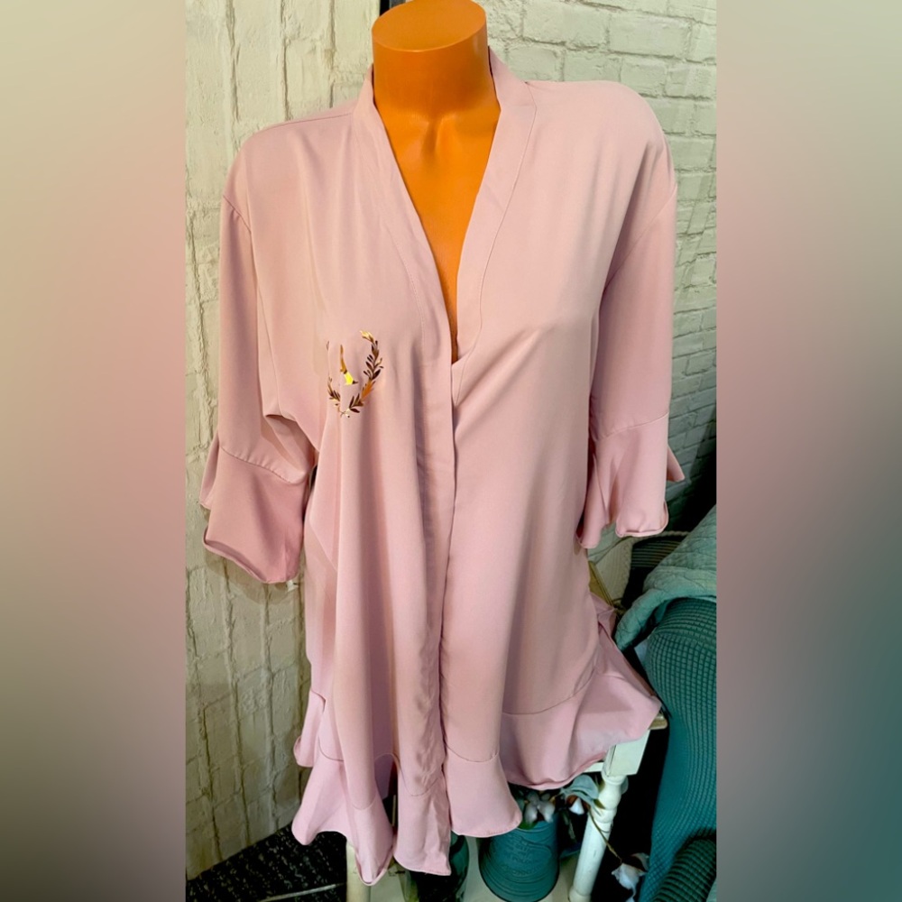 Women’s Pink Initial A Flounce Ruffle Edge Robe S/M/L NWD!